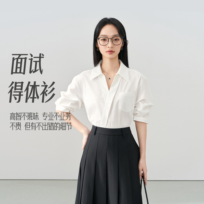 【Promotion Shirt】White short-sleeved shirt for women, professional suit for job interview, workplace commuting formal wear, half-sleeve shirt 【Promotion Shirt】White short-sleeved shirt for women, professional suit for job interview, workplace commuting formal wear, half-sleeve shirt