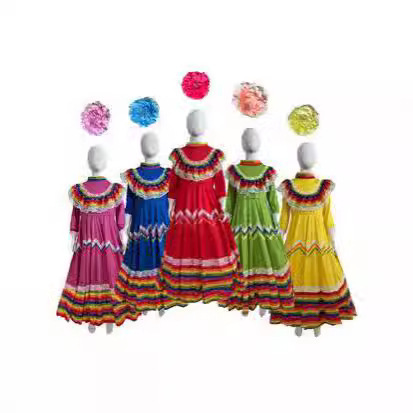 Mexican Ethnic Style Dance Dress dress Halloween Costume June 1 School Stage Costume