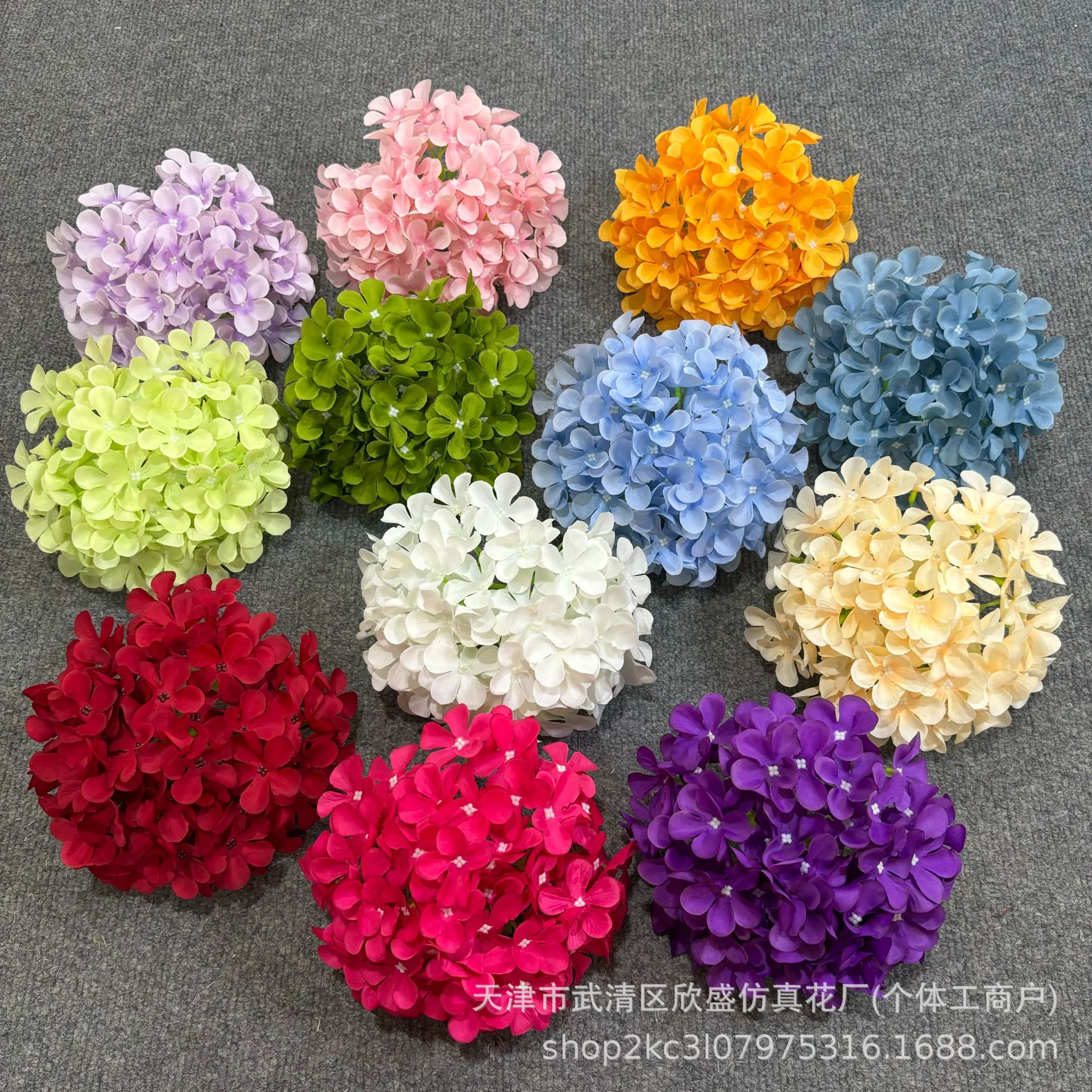 72 Pieces of New Hydrangea Single-Stem Lollipop Hydrangea Flower Heads for Cross-Border Wedding Scenery, Floral Arrangements, and Artificial Flower Decoration