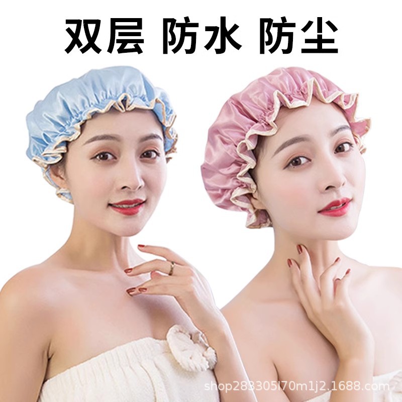 Doble sombrero de baño a prueba de agua para adultos estilo coreano para mujeres ducha de baño limpieza casera a prueba de polvo cocina humo de aceite