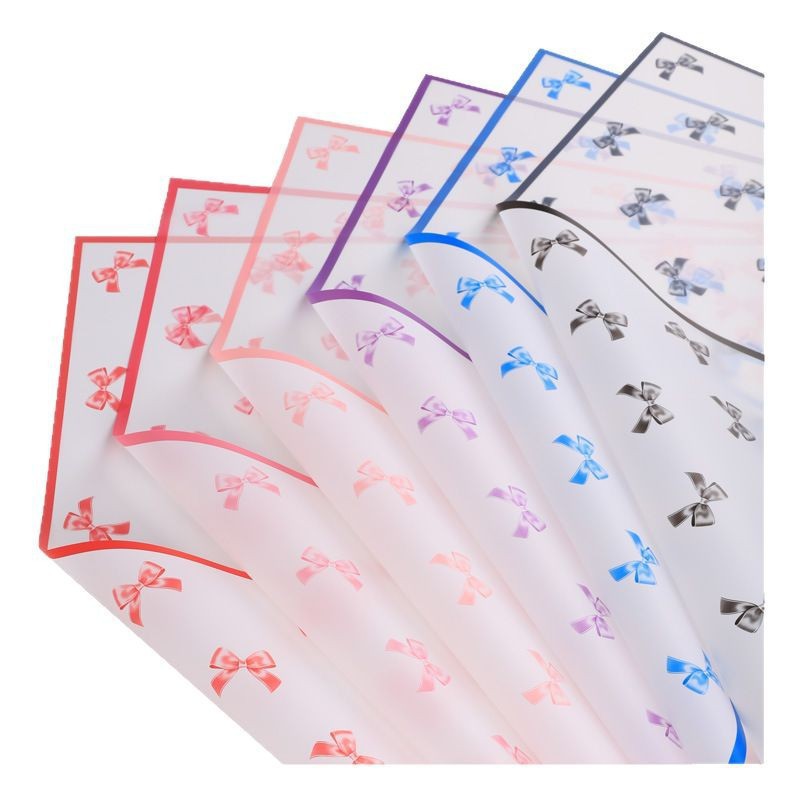 魔边雾面纸半透明蝴蝶结鲜花包装纸花艺防水鲜花包装DIY材料批发