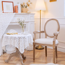 歐式餐椅餐桌椅復古實木椅做舊椅靠背椅扶手椅美式椅子美甲椅特價