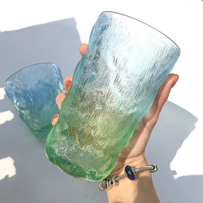 Ледниковый стеклянный стакан для питья стакан для домашнего использования Высокая термостойкость ins Высокое значение матовый градиент цвет стакан для вина сок стакан для напитков