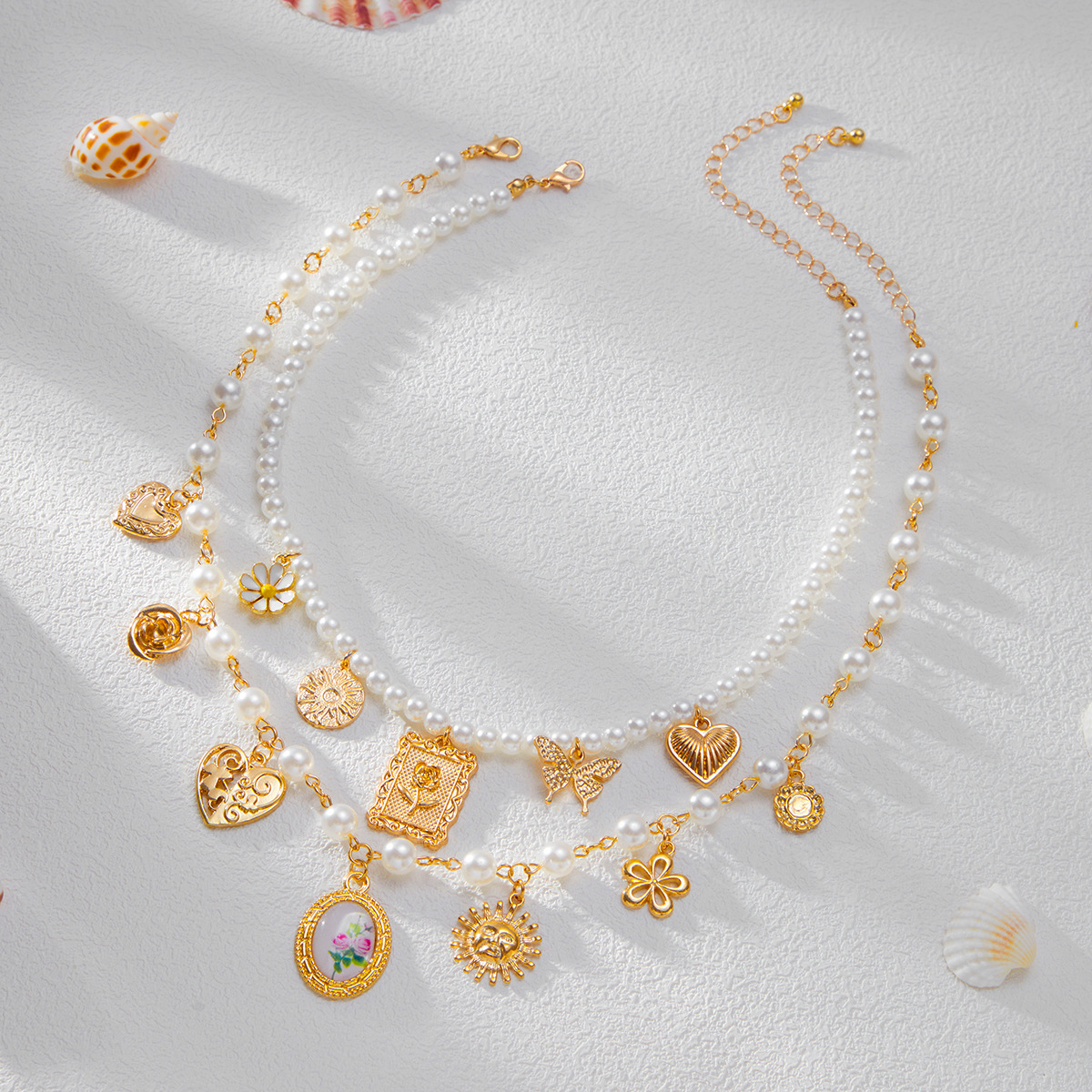 34g Weight Lobster Trigger Clasp Closure Clasp Closure Type Alloy Pendant Material Necklace Classification Pearl Chain Material Beaded Chain Chain Type 1 Piece Quantity Holiday, Daily Occasion Imitation Pearl, Alloy Material Heart Shape, Flower Pattern All Seasons Season Women's Gender Plating Design Sweet Style Women's Imitation Pearl Alloy Beaded Chain Plating Heart Shape Flower Necklace Imitation Pearl Jewelry 10