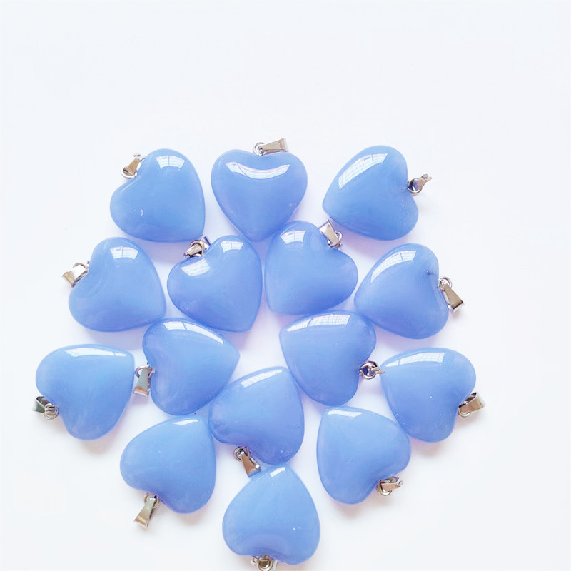 Cruz-frontera piedra natural amor colgante 20mm cristal Ágata en forma de corazón colgante melocotón corazón COLLAR COLGANTE accesorios de la joyería