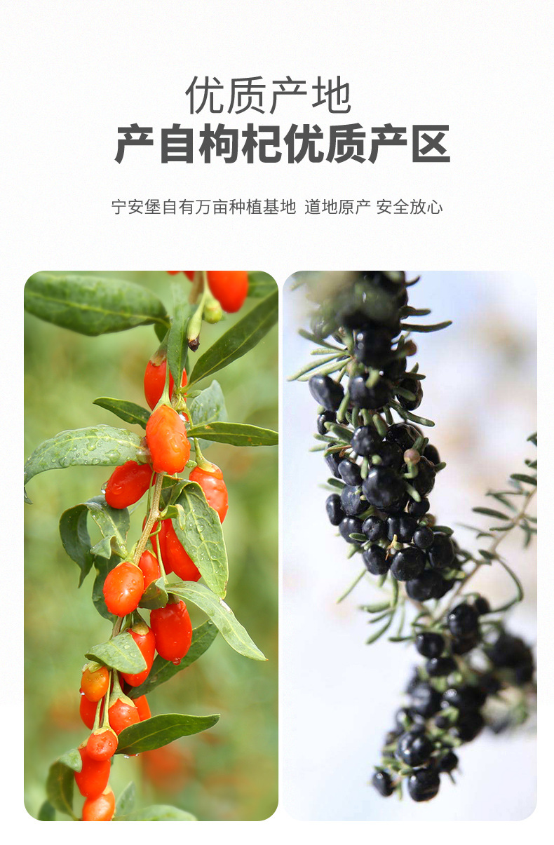 Ningxia Red and Black Goji Berry Gift Box 520g Dried Wolfberry Combination Set quality and texture