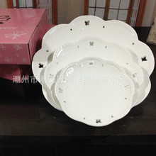 陶瓷欧式浮雕镂空蝴蝶水果蛋糕点心盘下午茶雷丝餐具