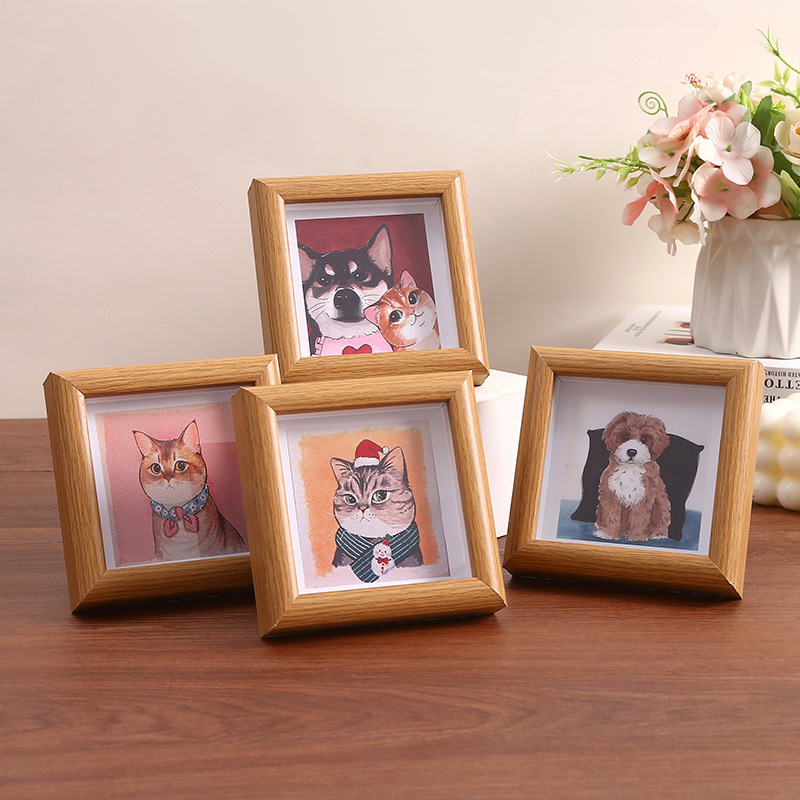 简约立体中空相框方4寸油画棒中空标本摆台蝴蝶昆虫粘土书法批发