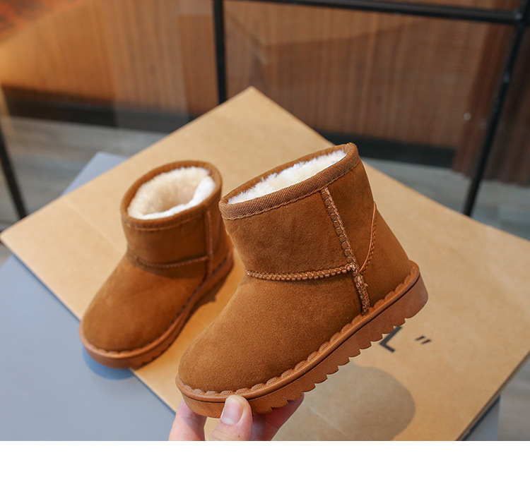 Winter New Children's Shoes Children's 1-16 Year Old Solid Soft Sole Snow Boots Girls' One Step Plush Warm Cotton Shoes_voghion.com