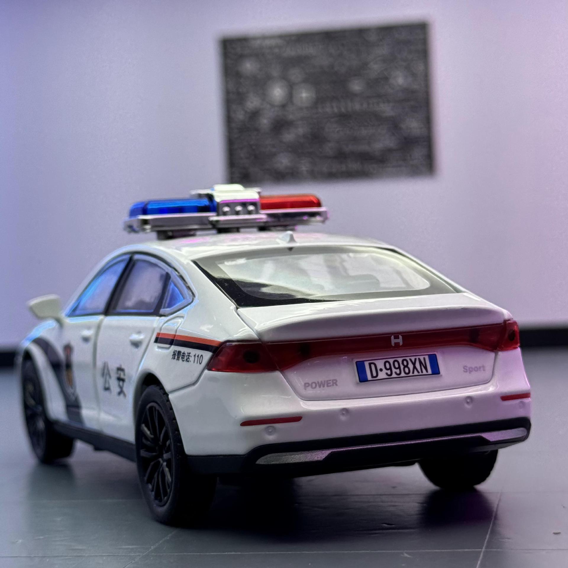 Modelo de coche de aleación Jiaye 1:32 Honda Accord coche de policía retroceso con sonido y luz coche de juguete modelo de sonido al por mayor