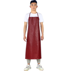 Prolonged length adjustable neck PU leather apron, water and oil resistant, suitable for home kitchen, canteen, barbershop, flower shop, pet bathing, waist apron
