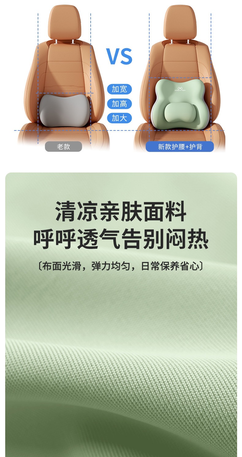 Zhimengren Car Headrest and Lumbar Support Set Car Seat Back Cushion In-Car Lumbar Pad Neck and Waist Support Set