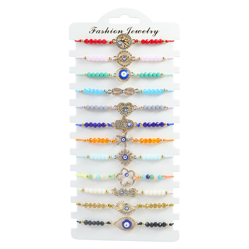 Cross-border New Rhinestone Starfish Tree of Life Devil's Eye Bracelet Lucky Amulet Friendship Bracelet Factory in stock