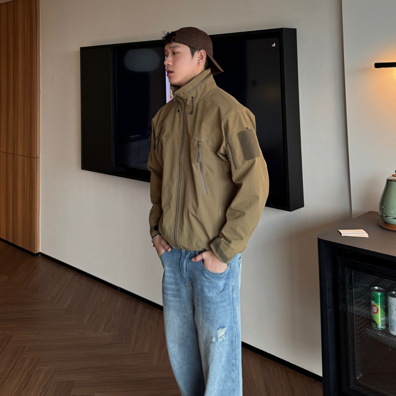 Auticup American Retro Military Bird Tough Guy Hard Shell Jacket Outdoor Work Clothing Ski Mountaineering Jacket Jacket