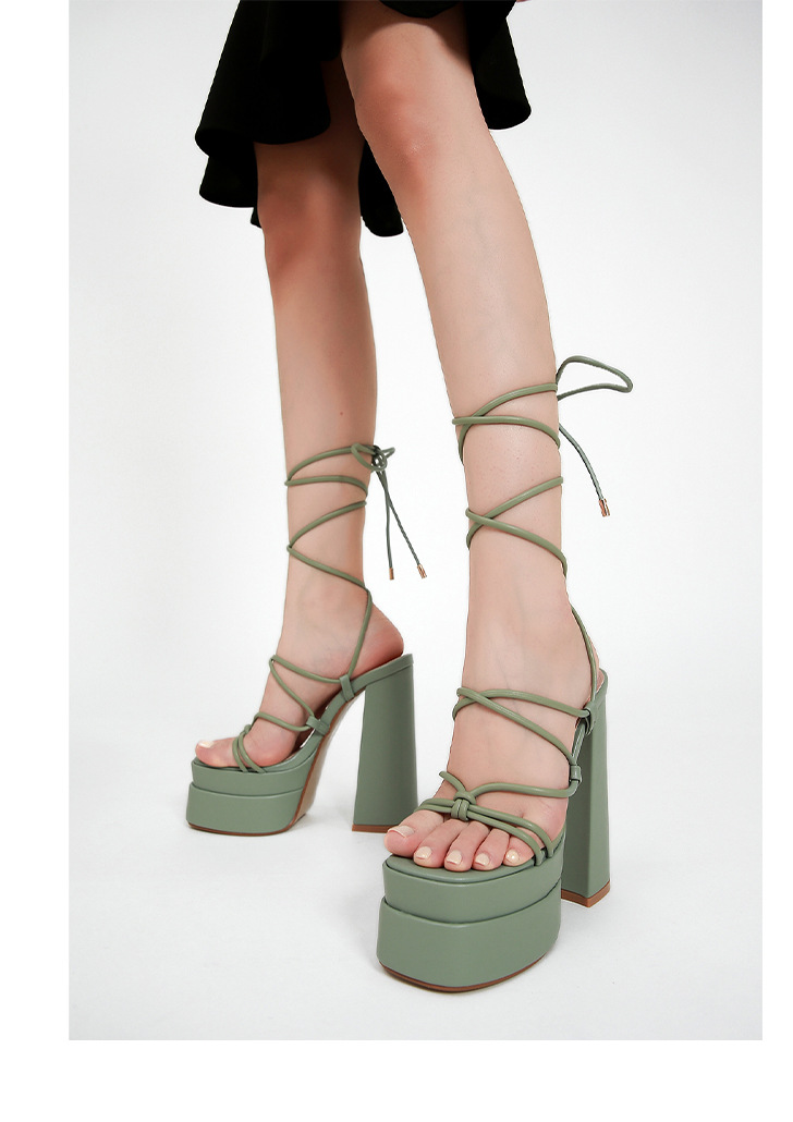 Sandal cao gót La Mã nữ quai dây mảnh, gót 9 cm, phong cách catwalk — Màu tím chi tiết 14