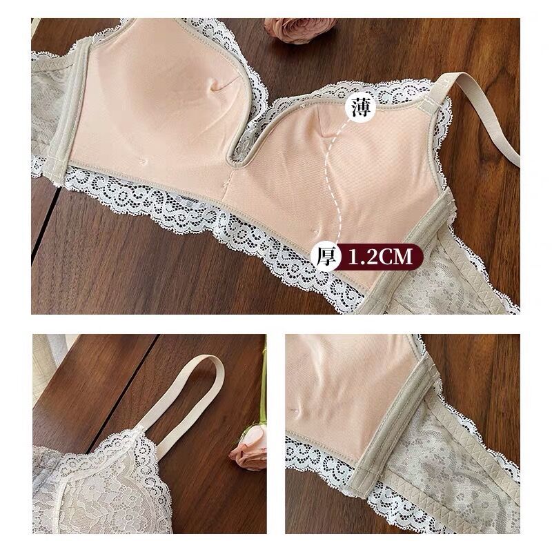 6696 chica dulce pequeño pecho empuja hacia arriba el sujetador ropa interior de encaje ajustable modal látex sujetador traje de las mujeres