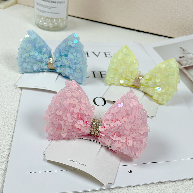 Sequin Material Cute Bow Knot Sequin Hair Clip 1 Piece