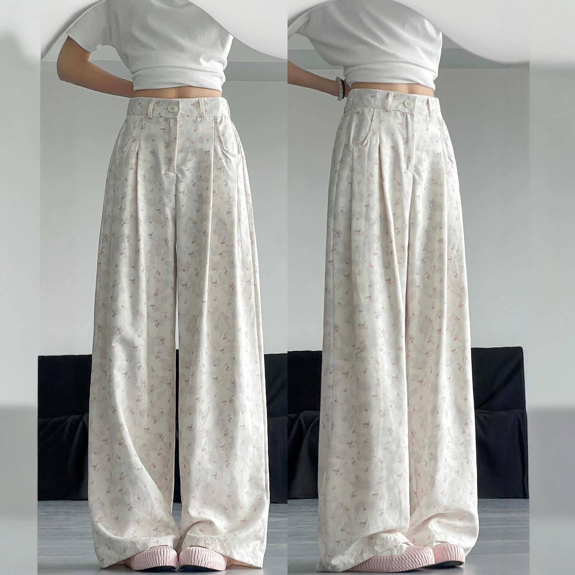 Pantalón floral tiro alto