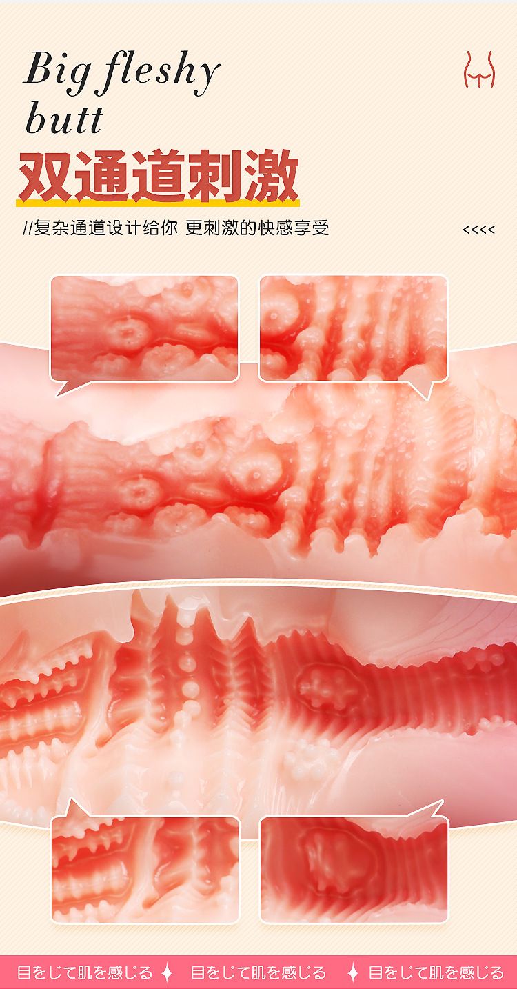 Realistic TPE Vagina and Buttocks Masturbator, Manual Male Adult Toy, Flesh Tone — detail image 4