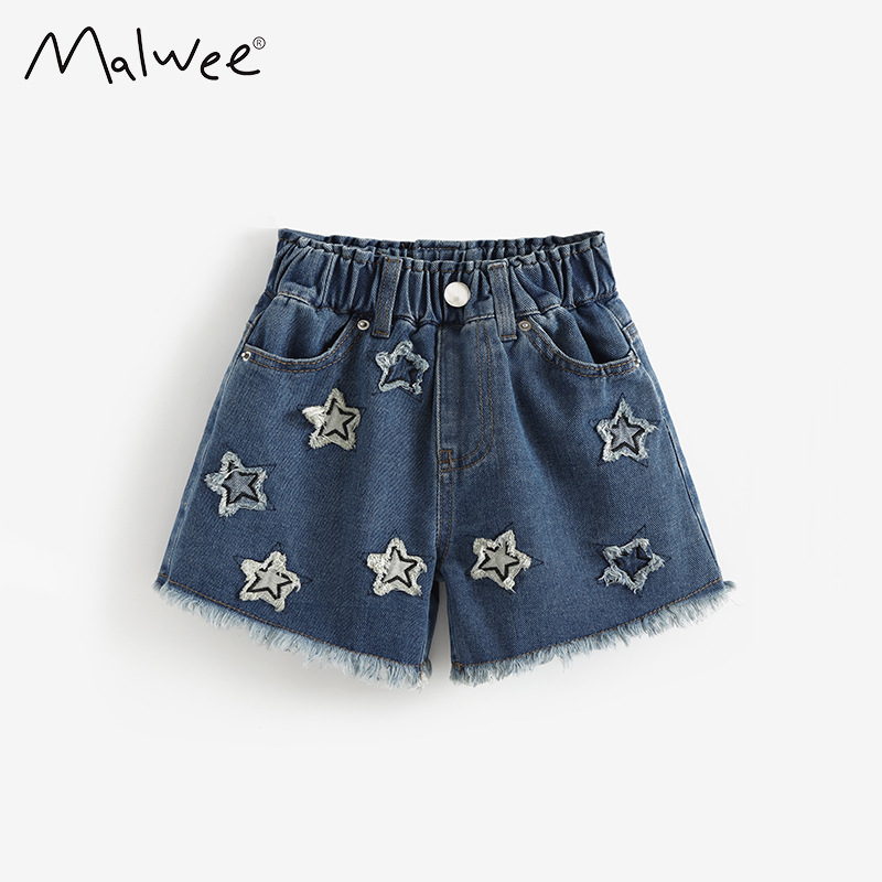Transfronterizo malwee jeans de niña ropa de verano nuevo estilo europeo y americano para niños pequeños y medianos pantalones cortos de niña pequeños pantalones casuales image 6
