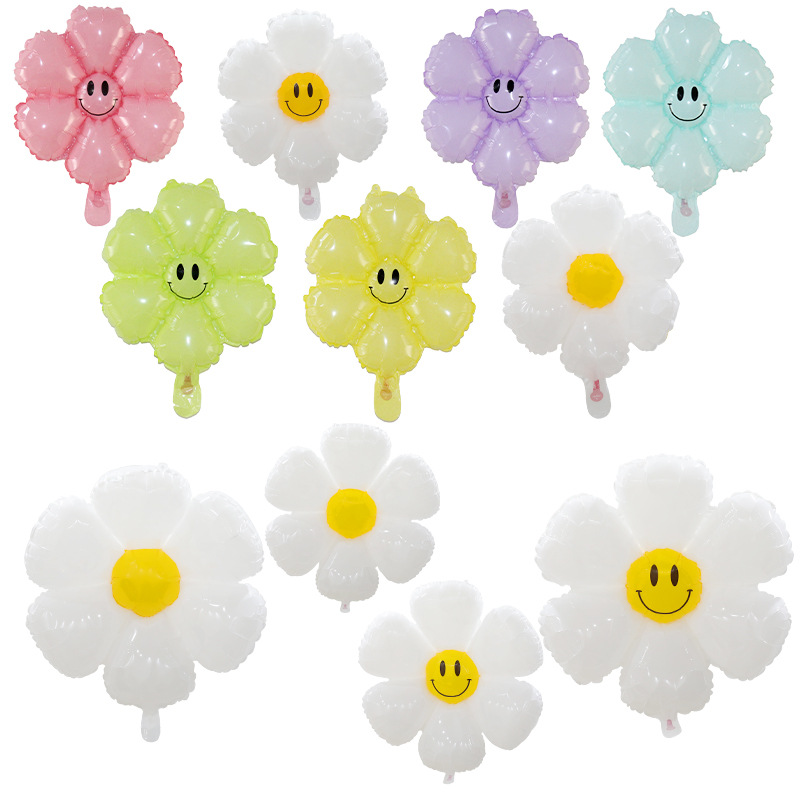 Globo de Aluminio en Forma de Margarita, Decoración Blanca Coreana para Fotos de Cumpleaños y Bebés