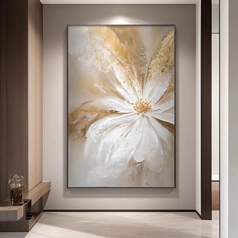 Floral Art Wall Paintings 2025 New Models Living Room Decorative Paintings Abstract Floor-Standing Paintings Grand Entrance Hallway Wall Art