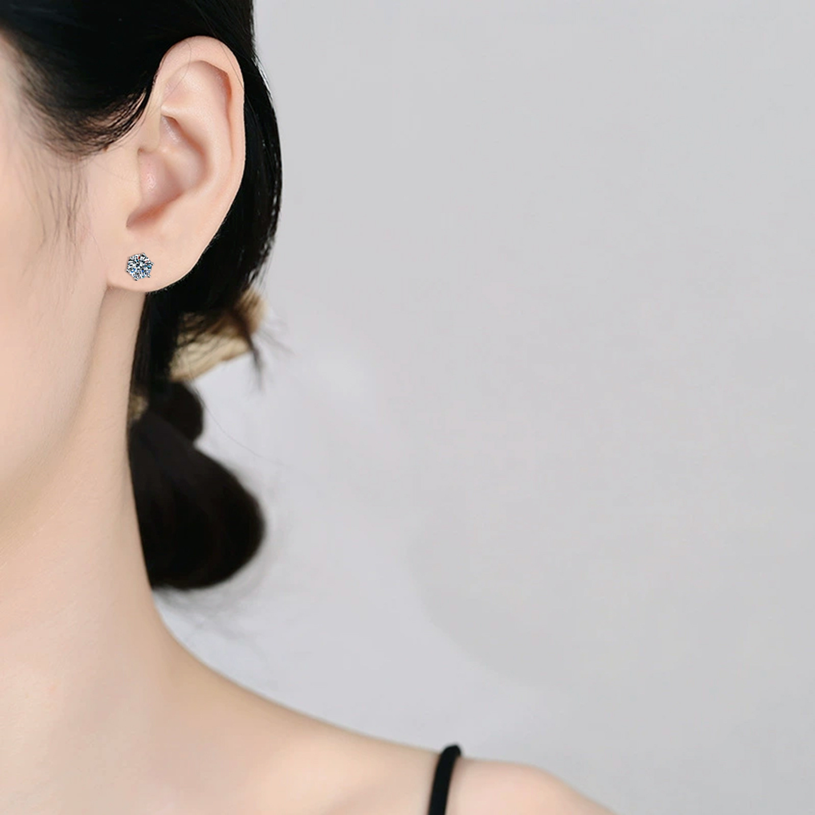 Aretes de plata s925 pendientes de moissanite pendientes clásicos de seis garras pendientes de platino chapados elegantes pendientes simples pendientes de moissanite