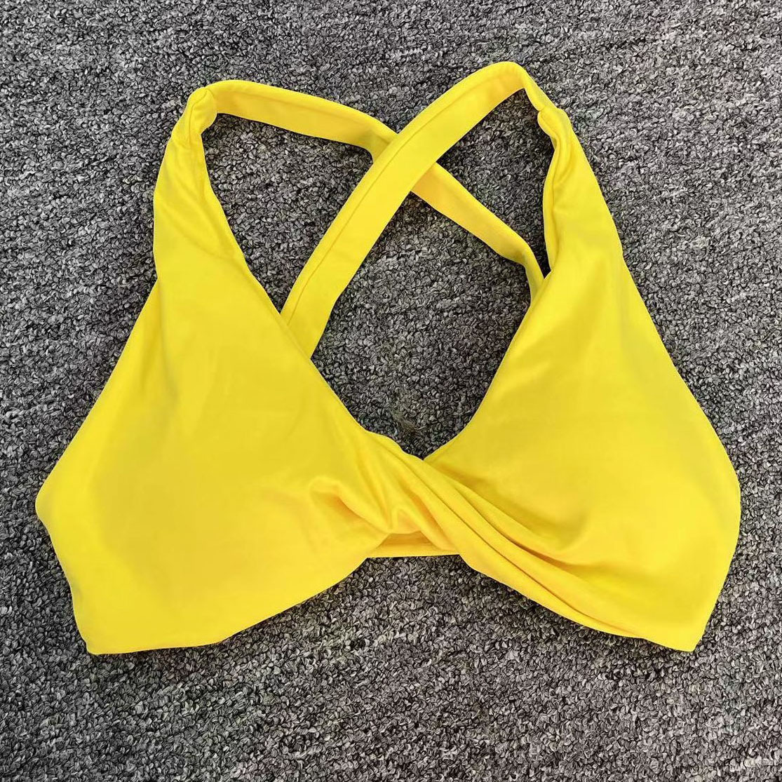 210g Weight Sleeveless Sleeve Length Nylon Fabric Type Short Top Length Halter Crisscross Tank Tops Type Fitness, Running Occasion Halter Neck Neckline Solid Color Pattern Sports Style Sports Solid Color Nylon Halter Neck Active Tops Halter Crisscross Tank 44