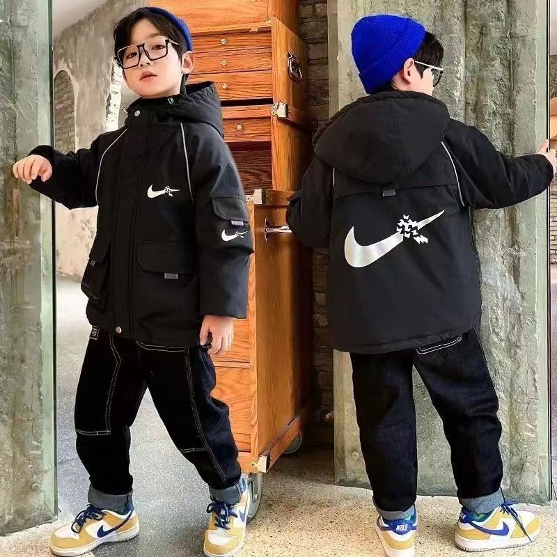 Boys'Thickened Cotton Coats In Autumn And Winter,Thickened Cotton Coats,Children's Style Parkas,Fashionable Warm Tops For Middle And Large Children