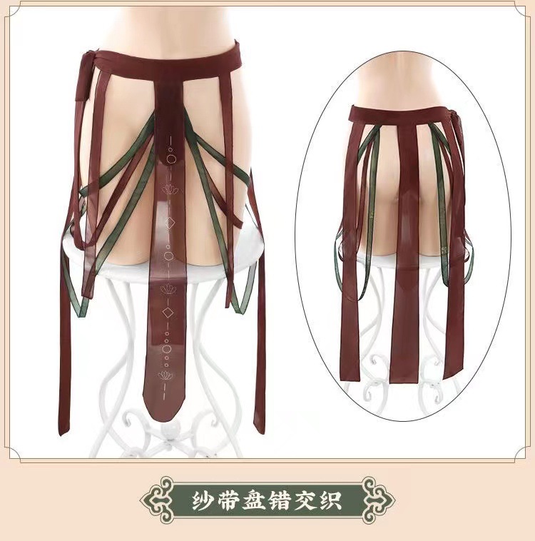 Dunhuang Apsara Hanfu Cosplay Lingerie Set, Black Mesh with Garters, Women’s Pajama Suit — detail image 18