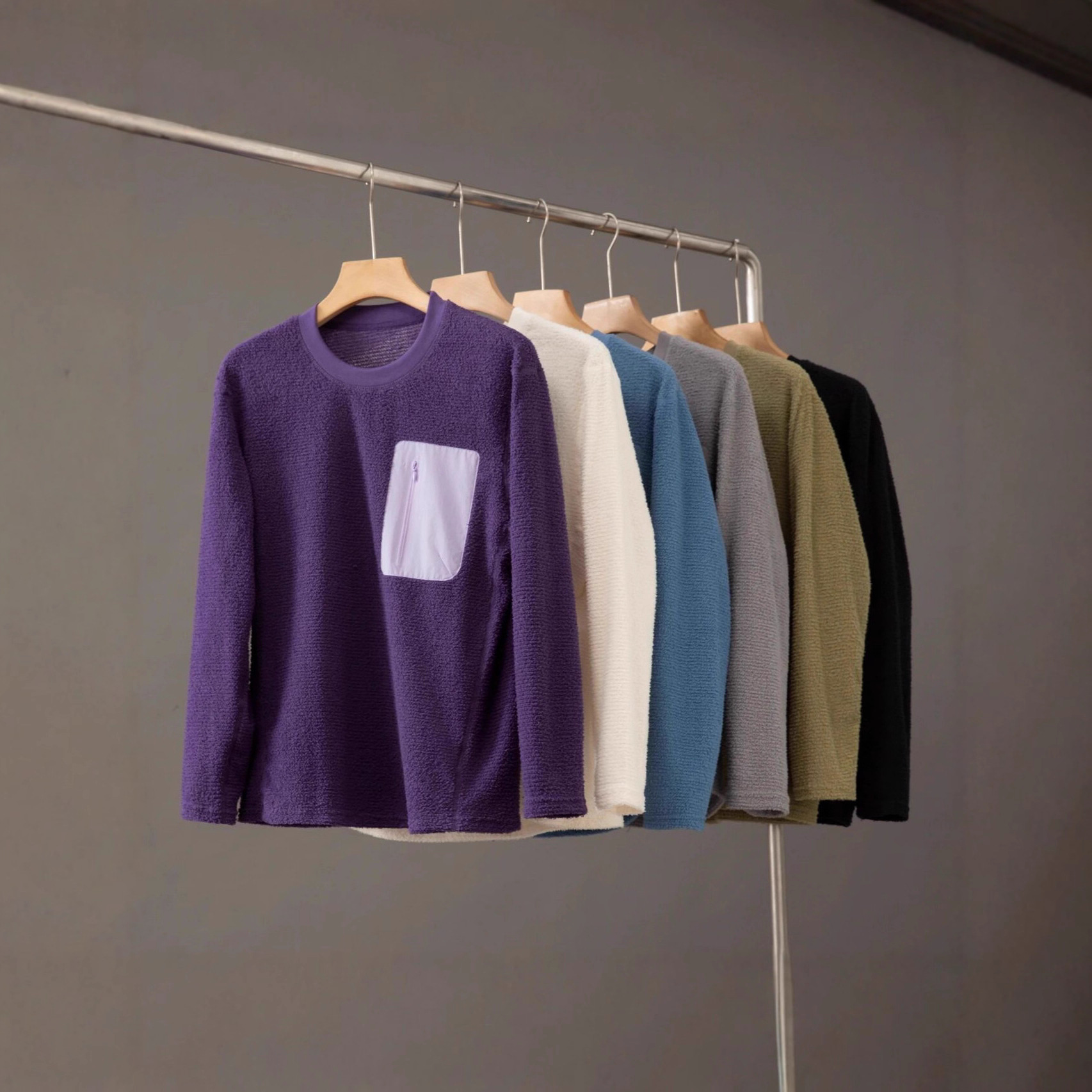 Autumn and Winter Men's Lightweight Breathable Long-Sleeved High-Elastic Soft Outdoor Sports Hiking Round Neck T-Shirt Warm Casual Sweatshirt