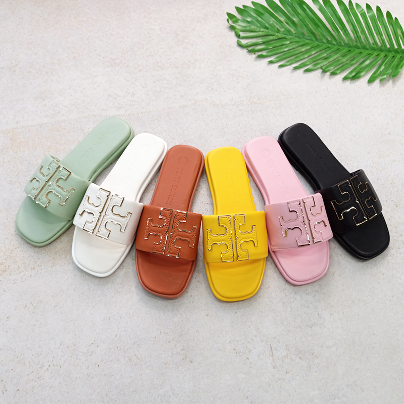 TB Leather slippers Women's Shoes American Big Brand slippers Fashion Ladies Sandals slippers European and American Cross-Border