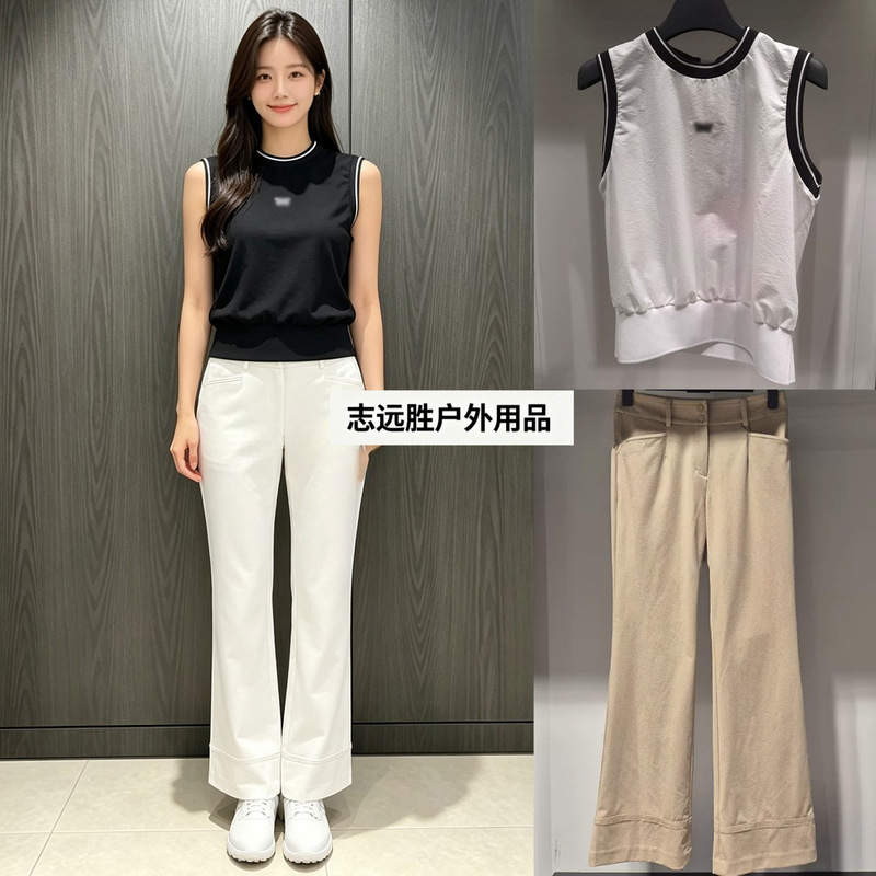 Women's High-Waisted Wide-Leg Golf Pants Summer Sports High-Waisted Slimming Versatile Casual Pants Sleeveless Vest Set