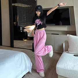 休闲套装女夏季2025新款减龄显瘦盐系炸街小个子短袖阔腿裤两件套