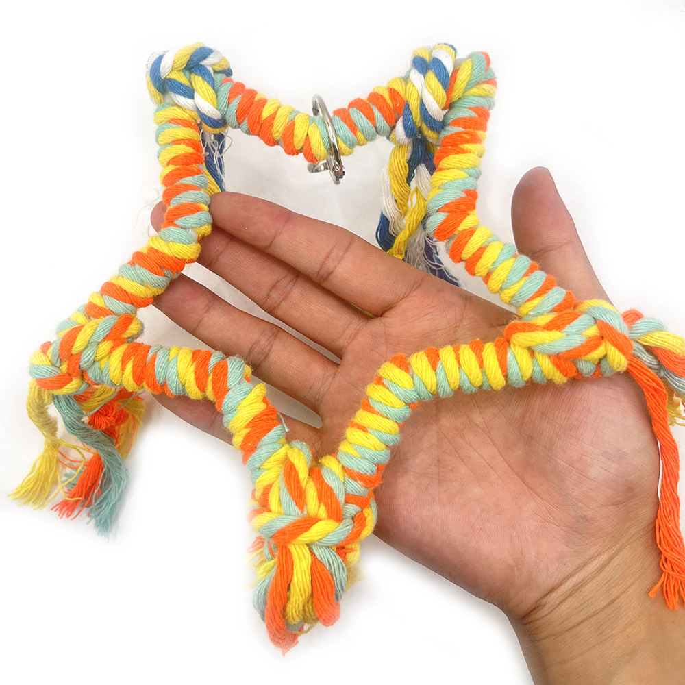 Cuerda de algodón en forma de estrella de cinco puntas columpio colorido juguete para pájaros loro percha trepando la boca soporte de la estación accesorios de decoración de jaulas para pájaros