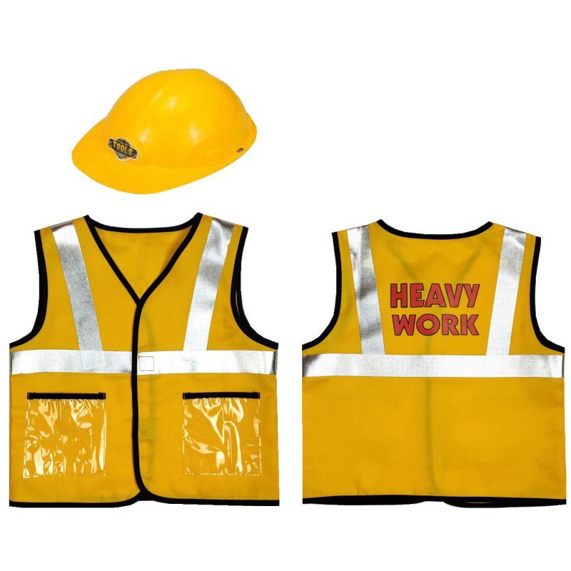 Ropa de vestir para niños de Halloween, chaleco de ingeniero pequeño, traje de juguete, trabajador de mantenimiento amarillo, servicio de juego, trabajador de la construcción