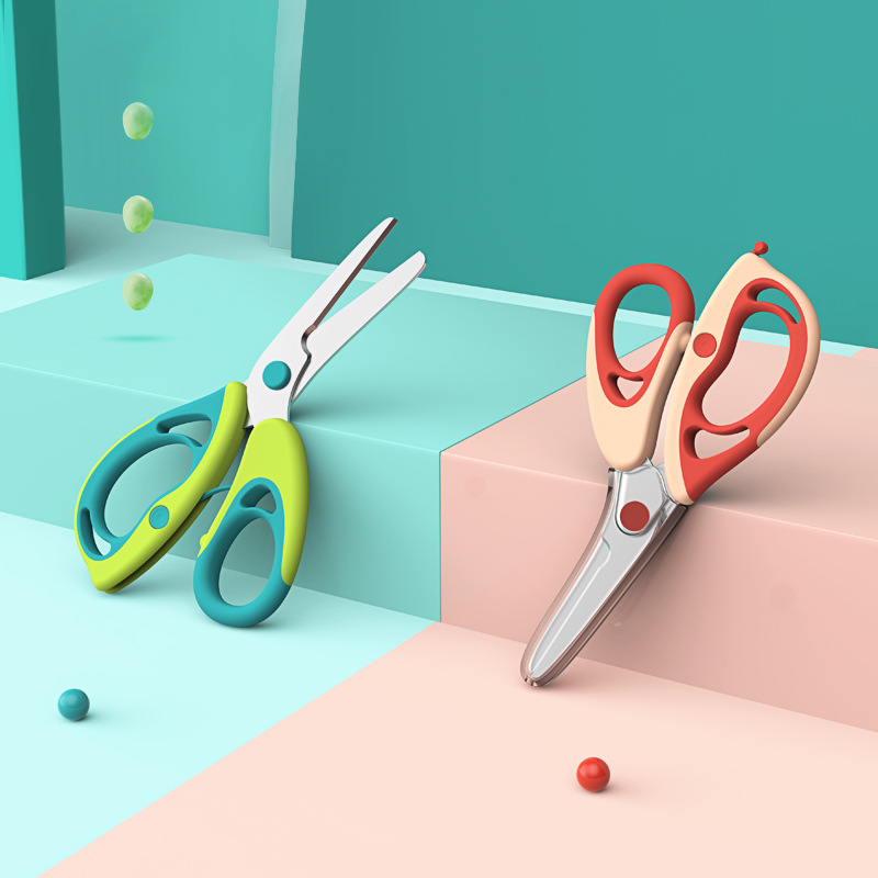 Baby food scissors supplementary food scissors can cut meat and vegetables convenient to take out baby special stainless steel medicine
