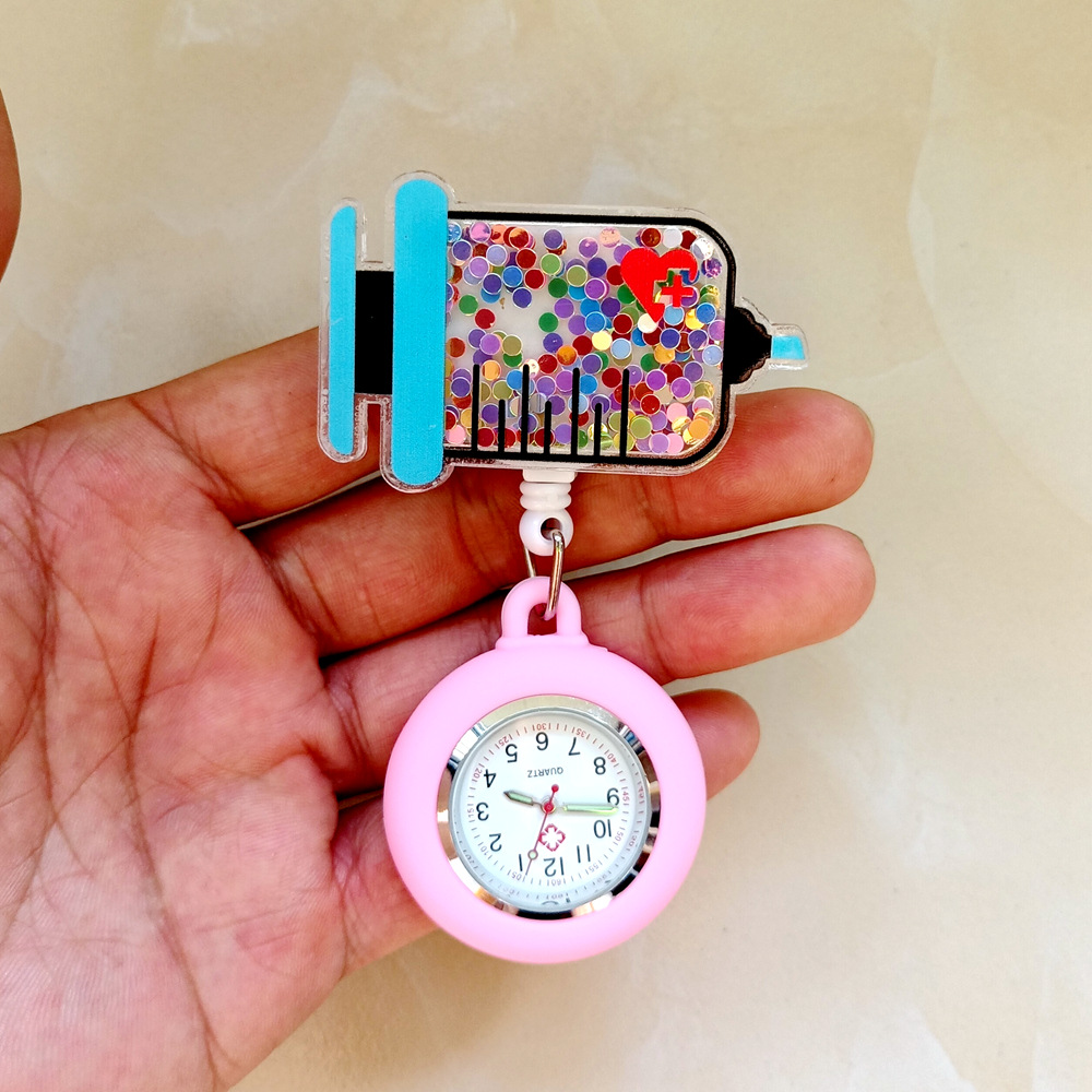 Icono médico creativo del hospital enfermera médico unisex acrílico brillante retraíble clip de carrete de insignia FO