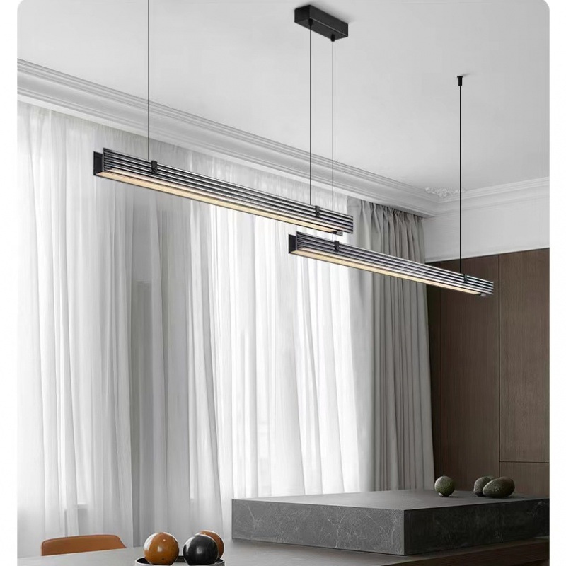 Bar sala de estar diseñador minimalista lámparas modernas candelabro de barra larga comida italiana línea larga de alta gama cristal