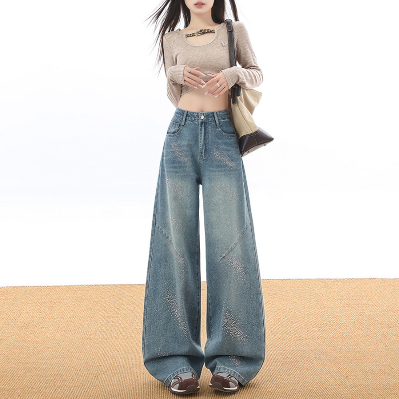 Jeans de piernas anchas para mujeres primavera grande delgada suelta de moda explosiva estrella caliente pantalones de cimeta universal image 2
