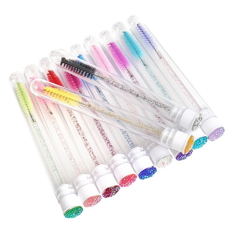 Cepillo de pestañas de tubo independiente transfronterizo nueva cola rhinestone cara sonriente cepillo de pestañas multicolor opcional LOGO