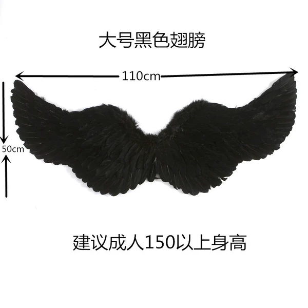 Large black feathers wings