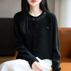 早秋时尚灰色针织开衫外套女2025新款春秋外搭洋气大码女装上衣