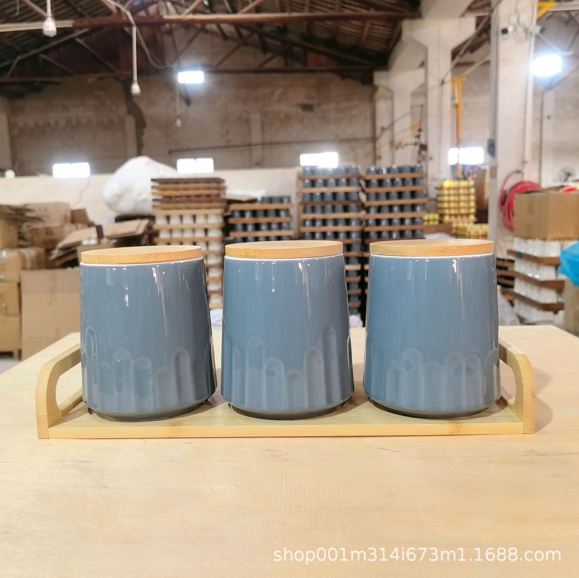 Cocina, hogar, hogar, cerámica, esmalte, tanque de almacenamiento, tanque de almacenamiento de gran capacidad, tanque de frutos secos de azúcar de grano de café, juego de tres piezas