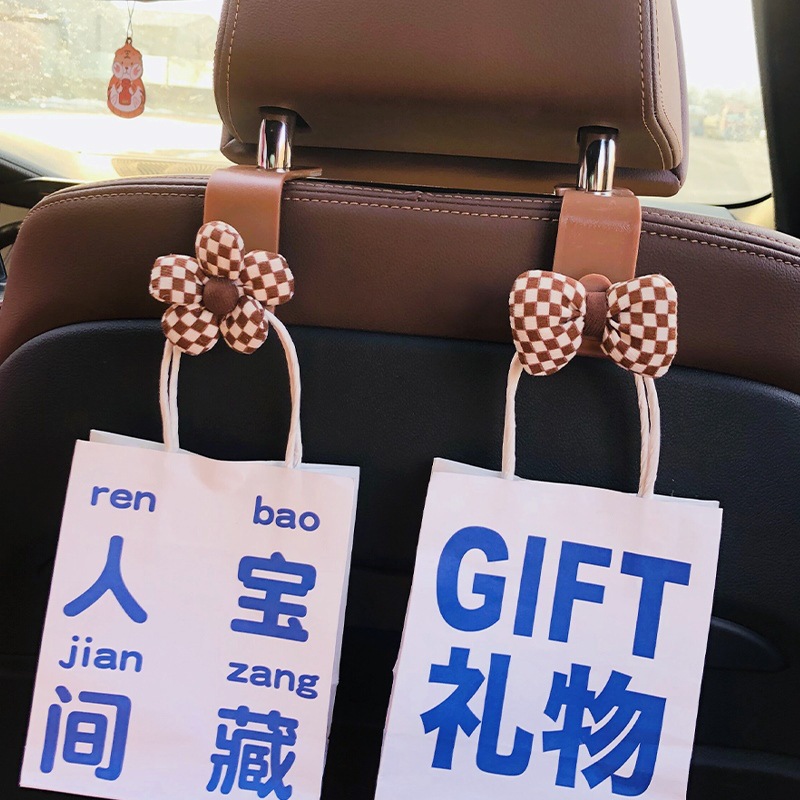 Gancho de coche, respaldo del asiento del coche, almacenamiento invisible trasero multifuncional, gancho pequeño, accesorios de decoración de coche lindos para mujer