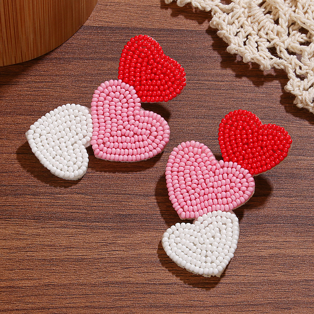 Women's Gender Sweet Style 1 Pair Sweet Heart Shape Glass Ear Studs