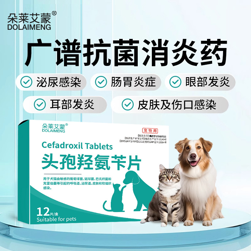 头孢羟氨苄片狗狗猫咪宠物用消炎药皮肤病犬外伤感染中耳炎专用药