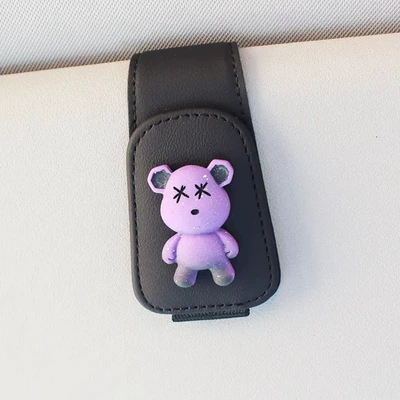 Car Glasses Clip/Bill Clip Sun Visor Storage Artifact - black-purple-xx-bear