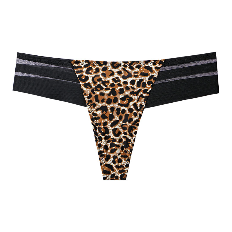 Europeo y americano nuevo más tamaño Tanga de seda de hielo de las mujeres sin costura cintura baja de las mujeres T pantalones sexy encaje borde ropa interior de las mujeres puro deseo