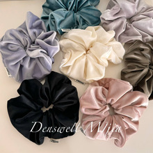 法式复古纯色奶牛绒高弹力百搭大肠发圈扎发头绳新款高端头饰